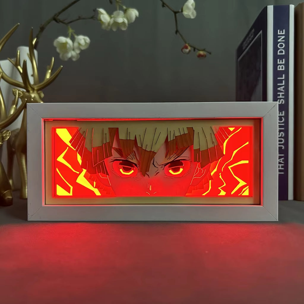 Lightbox Kimetsu No Yaiba for Home Decoration Manga Paper Carving Table Desk Lamp Anime Light Box Zenitsu Agatsuma Face Dropship