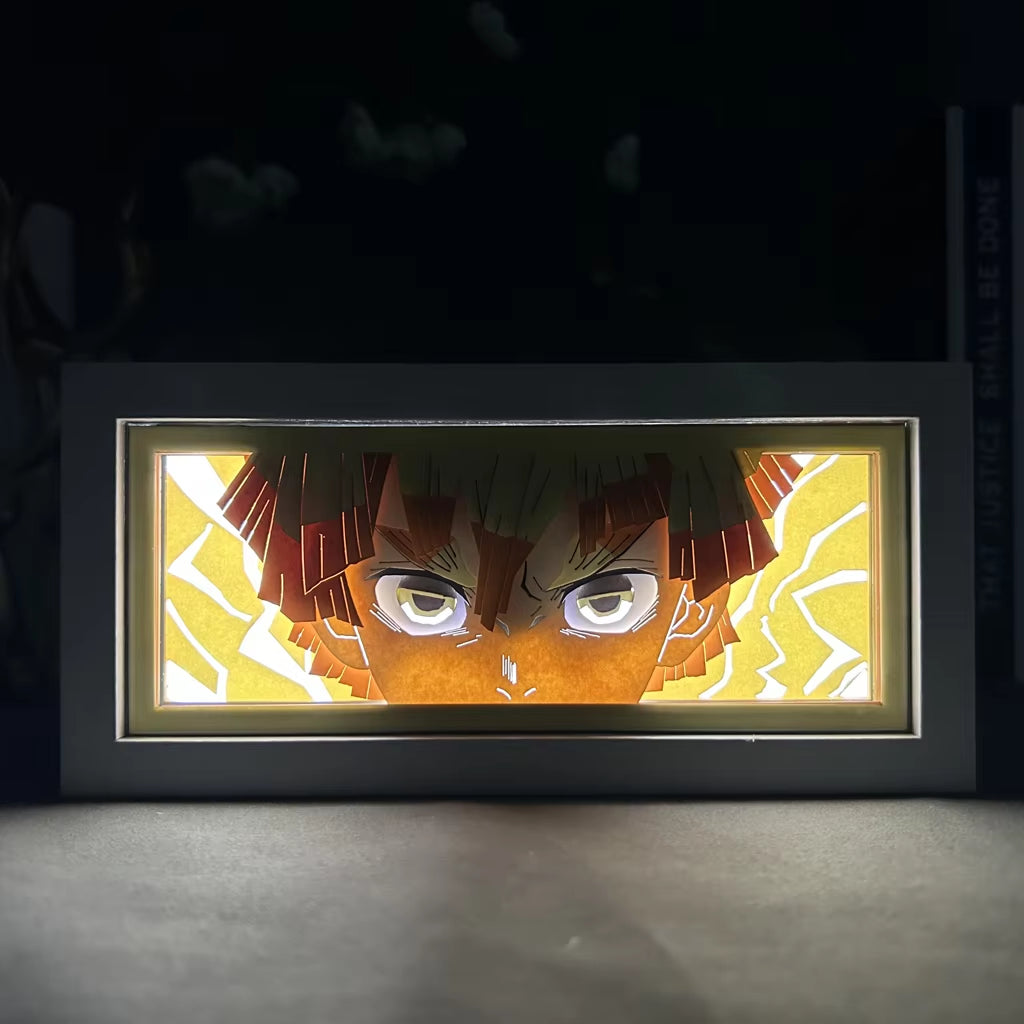 Lightbox Kimetsu No Yaiba for Home Decoration Manga Paper Carving Table Desk Lamp Anime Light Box Zenitsu Agatsuma Face Dropship