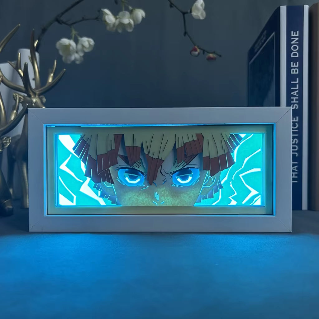 Lightbox Kimetsu No Yaiba for Home Decoration Manga Paper Carving Table Desk Lamp Anime Light Box Zenitsu Agatsuma Face Dropship