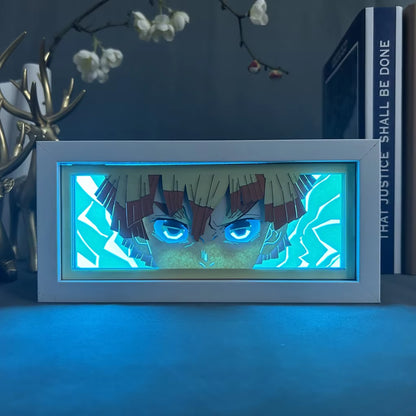 Lightbox Kimetsu No Yaiba for Home Decoration Manga Paper Carving Table Desk Lamp Anime Light Box Zenitsu Agatsuma Face Dropship