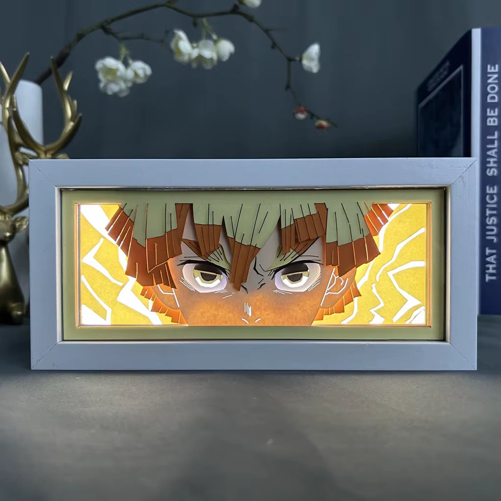 Lightbox Kimetsu No Yaiba for Home Decoration Manga Paper Carving Table Desk Lamp Anime Light Box Zenitsu Agatsuma Face Dropship