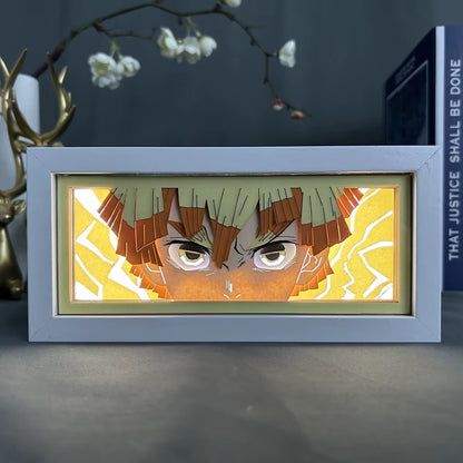 Lightbox Kimetsu No Yaiba for Home Decoration Manga Paper Carving Table Desk Lamp Anime Light Box Zenitsu Agatsuma Face Dropship