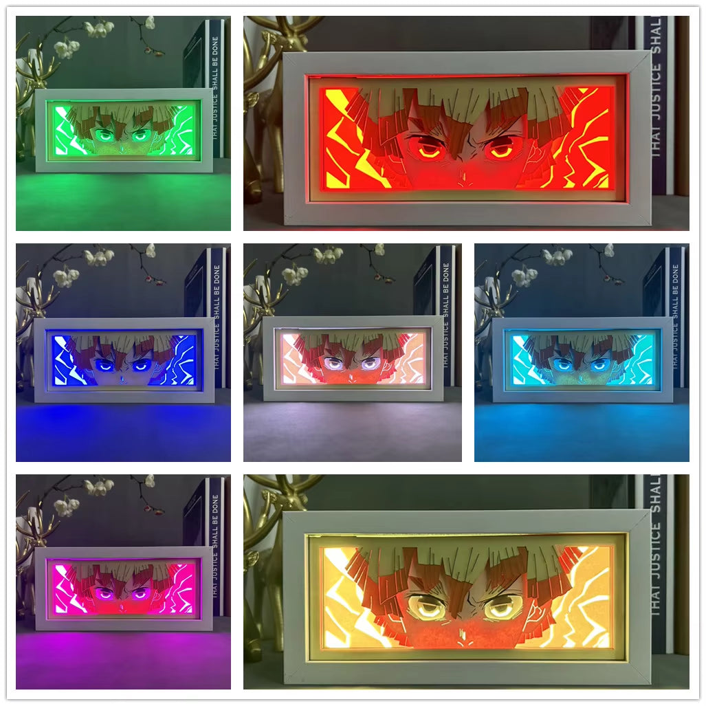Lightbox Kimetsu No Yaiba for Home Decoration Manga Paper Carving Table Desk Lamp Anime Light Box Zenitsu Agatsuma Face Dropship